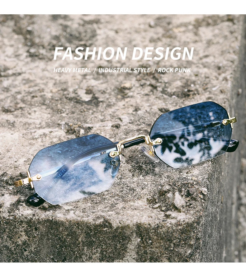 Luxury Vintage Sunglasses Unisex Rimless Design