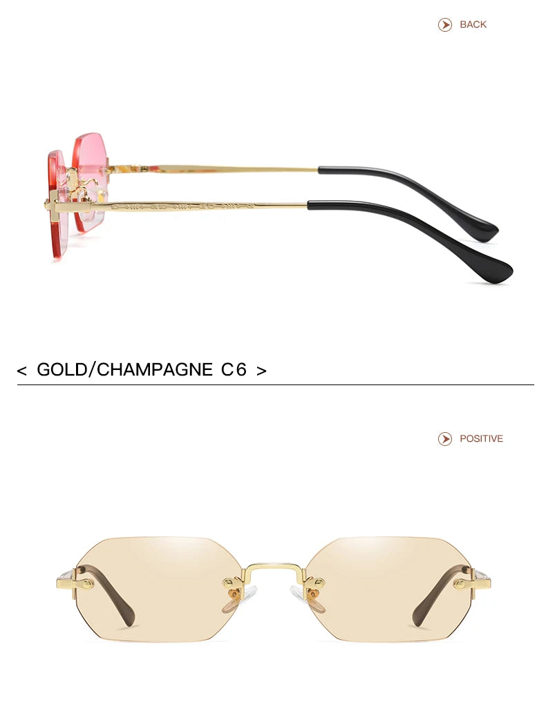 Luxury Vintage Sunglasses Unisex Rimless Design