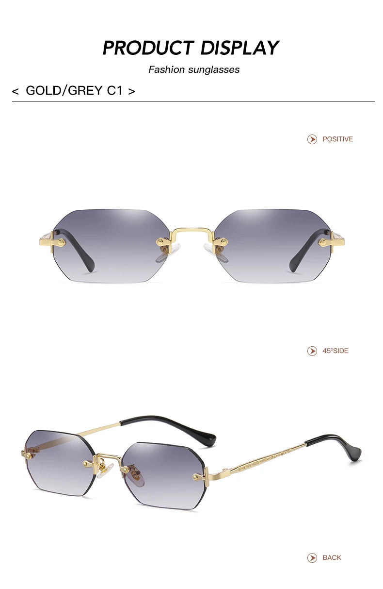 Luxury Vintage Sunglasses Unisex Rimless Design