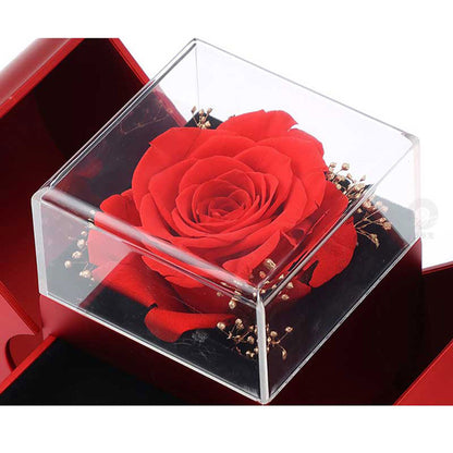 Red Jewellery Box with Necklace and Artificial Rose - Perfect Gift for Her