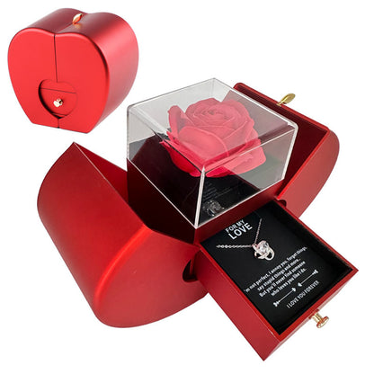Red Jewellery Box with Necklace and Artificial Rose - Perfect Gift for Her